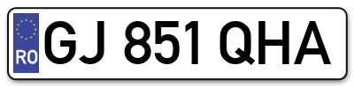 Placuta inmatriculare numar auto  GJ-851-QHA, GJ 851 QHA, GJ851QHA