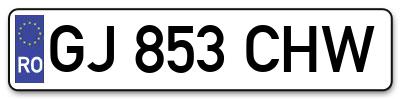 Placuta inmatriculare numar auto  GJ-853-CHW, GJ 853 CHW, GJ853CHW