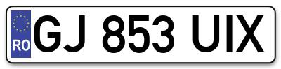 Placuta inmatriculare numar auto  GJ-853-UIX, GJ 853 UIX, GJ853UIX