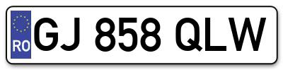 Placuta inmatriculare numar auto  GJ-858-QLW, GJ 858 QLW, GJ858QLW