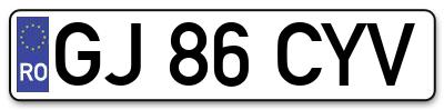 Placuta inmatriculare numar auto  GJ-86-CYV, GJ 86 CYV, GJ86CYV