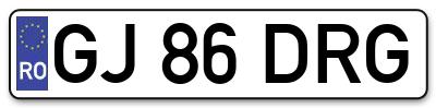 Placuta inmatriculare numar auto  GJ-86-DRG, GJ 86 DRG, GJ86DRG