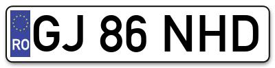 Placuta inmatriculare numar auto  GJ-86-NHD, GJ 86 NHD, GJ86NHD