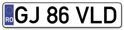 Placuta inmatriculare numar auto  GJ-86-VLD, GJ 86 VLD, GJ86VLD