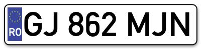 Placuta inmatriculare numar auto  GJ-862-MJN, GJ 862 MJN, GJ862MJN