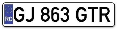 Placuta inmatriculare numar auto  GJ-863-GTR, GJ 863 GTR, GJ863GTR