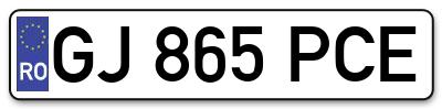 Placuta inmatriculare numar auto  GJ-865-PCE, GJ 865 PCE, GJ865PCE