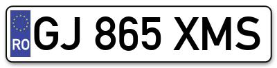 Placuta inmatriculare numar auto  GJ-865-XMS, GJ 865 XMS, GJ865XMS