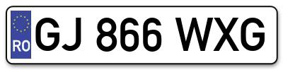 Placuta inmatriculare numar auto  GJ-866-WXG, GJ 866 WXG, GJ866WXG