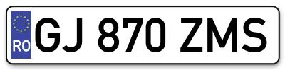 Placuta inmatriculare numar auto  GJ-870-ZMS, GJ 870 ZMS, GJ870ZMS