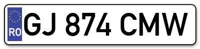 Placuta inmatriculare numar auto  GJ-874-CMW, GJ 874 CMW, GJ874CMW