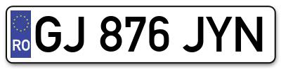 Placuta inmatriculare numar auto  GJ-876-JYN, GJ 876 JYN, GJ876JYN