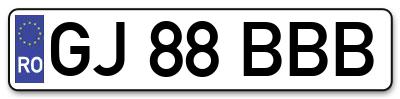 Placuta inmatriculare numar auto  GJ-88-BBB, GJ 88 BBB, GJ88BBB