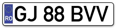 Placuta inmatriculare numar auto  GJ-88-BVV, GJ 88 BVV, GJ88BVV