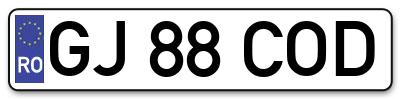 Placuta inmatriculare numar auto  GJ-88-COD, GJ 88 COD, GJ88COD