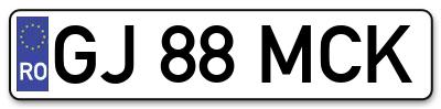 Placuta inmatriculare numar auto  GJ-88-MCK, GJ 88 MCK, GJ88MCK