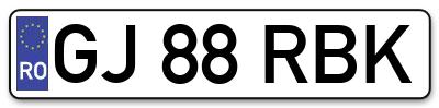 Placuta inmatriculare numar auto  GJ-88-RBK, GJ 88 RBK, GJ88RBK