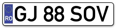 Placuta inmatriculare numar auto  GJ-88-SOV, GJ 88 SOV, GJ88SOV