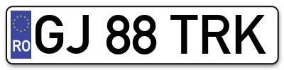 Placuta inmatriculare numar auto  GJ-88-TRK, GJ 88 TRK, GJ88TRK