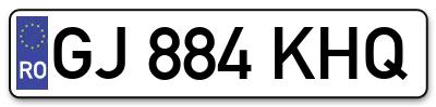 Placuta inmatriculare numar auto  GJ-884-KHQ, GJ 884 KHQ, GJ884KHQ