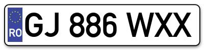 Placuta inmatriculare numar auto  GJ-886-WXX, GJ 886 WXX, GJ886WXX