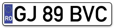 Placuta inmatriculare numar auto  GJ-89-BVC, GJ 89 BVC, GJ89BVC