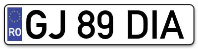 Placuta inmatriculare numar auto  GJ-89-DIA, GJ 89 DIA, GJ89DIA
