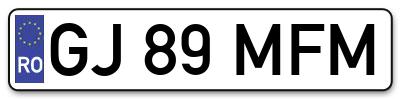 Placuta inmatriculare numar auto  GJ-89-MFM, GJ 89 MFM, GJ89MFM