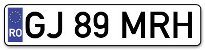 Placuta inmatriculare numar auto  GJ-89-MRH, GJ 89 MRH, GJ89MRH