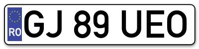 Placuta inmatriculare numar auto  GJ-89-UEO, GJ 89 UEO, GJ89UEO