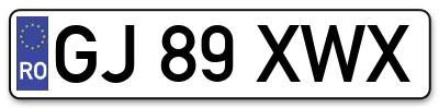 Placuta inmatriculare numar auto  GJ-89-XWX, GJ 89 XWX, GJ89XWX