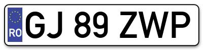 Placuta inmatriculare numar auto  GJ-89-ZWP, GJ 89 ZWP, GJ89ZWP
