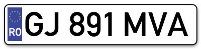 Placuta inmatriculare numar auto  GJ-891-MVA, GJ 891 MVA, GJ891MVA