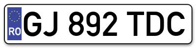 Placuta inmatriculare numar auto  GJ-892-TDC, GJ 892 TDC, GJ892TDC