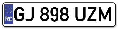 Placuta inmatriculare numar auto  GJ-898-UZM, GJ 898 UZM, GJ898UZM