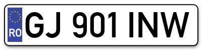 Placuta inmatriculare numar auto  GJ-901-INW, GJ 901 INW, GJ901INW