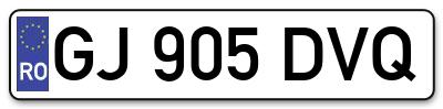 Placuta inmatriculare numar auto  GJ-905-DVQ, GJ 905 DVQ, GJ905DVQ