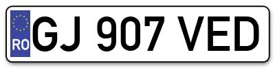 Placuta inmatriculare numar auto  GJ-907-VED, GJ 907 VED, GJ907VED
