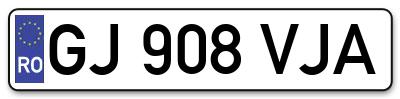 Placuta inmatriculare numar auto  GJ-908-VJA, GJ 908 VJA, GJ908VJA