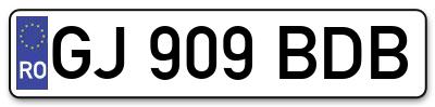 Placuta inmatriculare numar auto  GJ-909-BDB, GJ 909 BDB, GJ909BDB