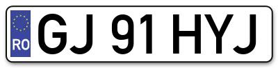 Placuta inmatriculare numar auto  GJ-91-HYJ, GJ 91 HYJ, GJ91HYJ