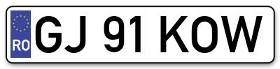 Placuta inmatriculare numar auto  GJ-91-KOW, GJ 91 KOW, GJ91KOW