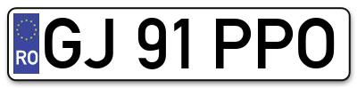 Placuta inmatriculare numar auto  GJ-91-PPO, GJ 91 PPO, GJ91PPO