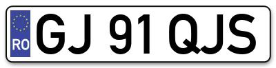 Placuta inmatriculare numar auto  GJ-91-QJS, GJ 91 QJS, GJ91QJS