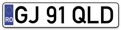 Placuta inmatriculare numar auto  GJ-91-QLD, GJ 91 QLD, GJ91QLD