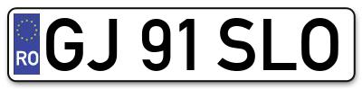 Placuta inmatriculare numar auto  GJ-91-SLO, GJ 91 SLO, GJ91SLO