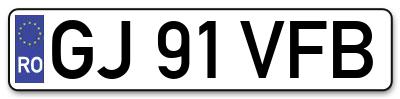 Placuta inmatriculare numar auto  GJ-91-VFB, GJ 91 VFB, GJ91VFB