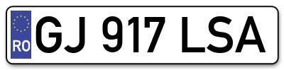 Placuta inmatriculare numar auto  GJ-917-LSA, GJ 917 LSA, GJ917LSA
