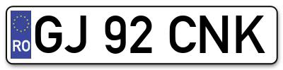 Placuta inmatriculare numar auto  GJ-92-CNK, GJ 92 CNK, GJ92CNK