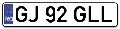 Placuta inmatriculare numar auto  GJ-92-GLL, GJ 92 GLL, GJ92GLL